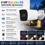 Hikvision KSET0562 Kampanyalı İP Kamera Setleri – Hikvision 1 Kameralı 6MP IP ColorVu 3.0 Güvenlik Sistemi AI İnsan Araç Algılama Çift Yönlü Ses ve Işıklı Alarm - Görsel 2