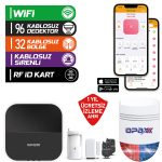 OPAX-W20-W-SİYAH +BGR-O9 SADECE WİFİ BGR-09 KABLOSUZ SİRENLİ ALARM SİSTEMİ (1 YIL AHM ÜCRETSİZ)