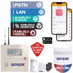 OPAX-2545LAN BGR-10 Kablolu Sirenli Akülü LAN/PSTN Ev ve İşyeri Alarm Seti