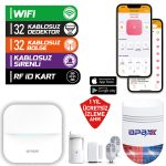 OPAX-W20-W-BEYAZ+BGR-O9 SADECE WİFİ BGR-09 KABLOSUZ SİRENLİ ALARM SİSTEMİ (1 YIL AHM ÜCRETSİZ)