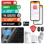 ARD-575 Siyah GPRS/GSM/WiFi 4G Dokunmatik Kablolu Kablosuz Ev ve İşyeri Alarm Paneli
