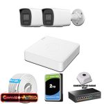 Hikvision KSET0563 Kampanyalı İP Kamera Setleri – Hikvision 2 Kameralı 6MP IP ColorVu 3.0 Güvenlik Sistemi AI İnsan Araç Algılama Çift Yönlü Ses ve Işıklı Alarm