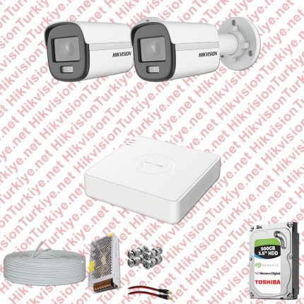 Hikvision ST01136 Kampanyalı AHD Kamera Setleri – Hikvision Colorvu Gece Renkli 02 Kameralı Set 500GB Hdd