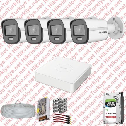 Hikvision ST01138 Kampanyalı AHD Kamera Setleri – Hikvision Colorvu Gece Renkli 04 Kameralı Set 500GB Hdd