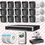 Hikvision ST01246 Kampanyalı İP Kamera Setleri – Hikvision İp 15 Kameralı Set 1080p Colorvu Mikrofonlu