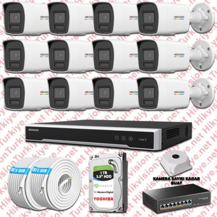 Hikvision ST01347 Kampanyalı İP Kamera Setleri – Hikvision 12 İp Kameralı Colorvu Hibrit Güvenlik Kamerası