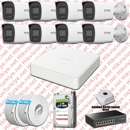 Hikvision ST01359 Kampanyalı İP Kamera Setleri – Hikvision 08 İp Güvenlik Kamerası Seti 4mp Colorvu Hibrit