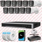 Hikvision ST01646 Kampanyalı İP Kamera Setleri – Hikvision 11 Kameralı IP Set Renkli Gece Görüşlü Mikrofonlu 2MP