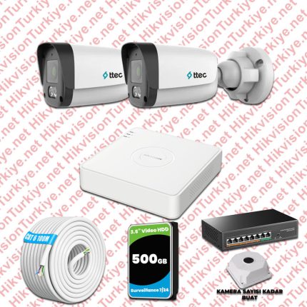 Hikvision KSET0547 Kampanyalı İP Kamera Setleri – TTec Hikvision 2 Kameralı IP Full HD Mikrofonlu Güvenlik Kamerası