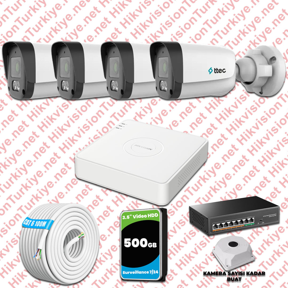 TTEC202MP20C4B0P20SET4-1000x1000-1.jpg Hikvision KSET0549 Kampanyalı İP Kamera Setleri – TTec Hikvision 4 Kameralı IP Full HD Mikrofonlu Güvenlik Kamerası - Görsel 1