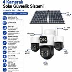 Unıywell UNW-4G3PT SolarGuard 4G Pro 4 Kameralı PTZ Solar Güvenlik Sistemi, Çift Solar Panel, 4G + eSIM, İnsan Algılama, Gece Renkli Görüntü